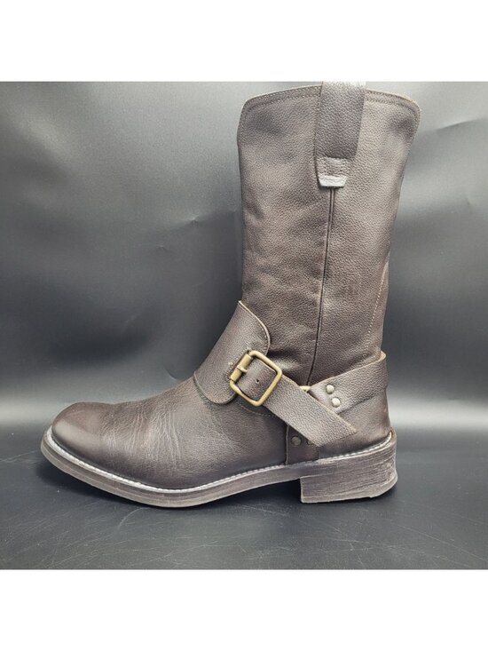 John Varvatos Engineer Boots Men\'s 9 Buckle Harness Pull On Bourbon Brown
